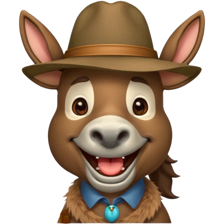laughing donkey with a mustache wearing hat emoji