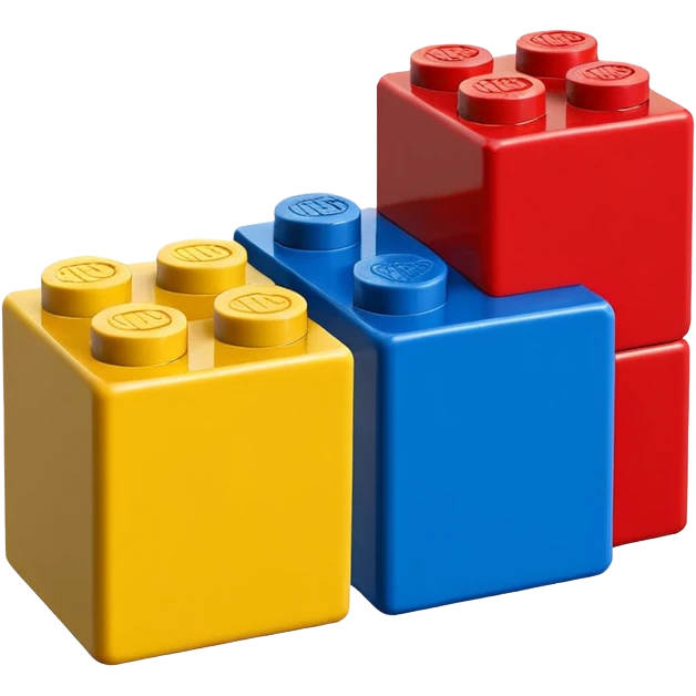 3 x lego blocks blue red yellow emoji