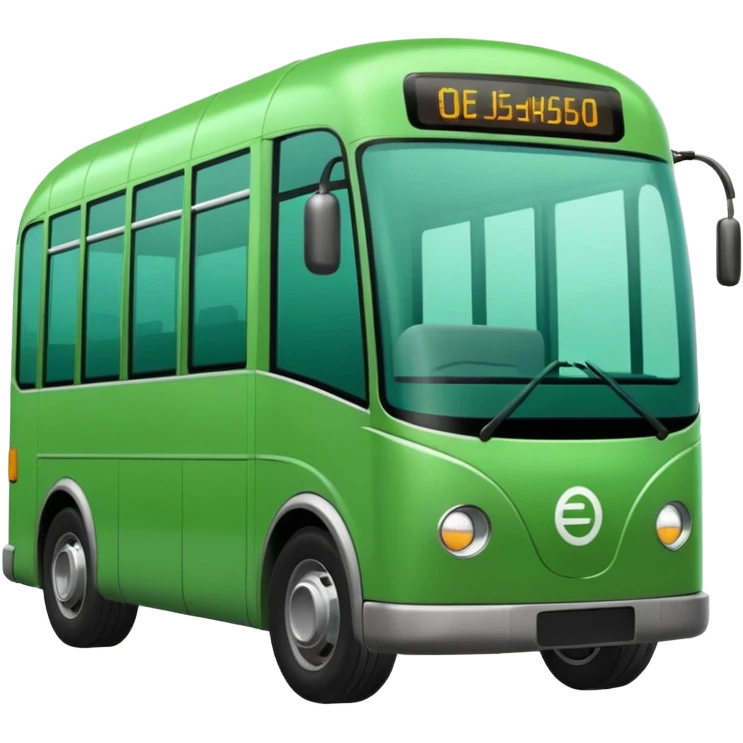 green electric bus with a large coin showing 0€, no text on the bus emoji