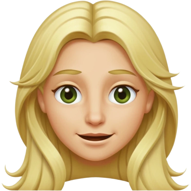 blonde with long hair and swamp-colored eyes, winking, iOS Apple emoji style emoji