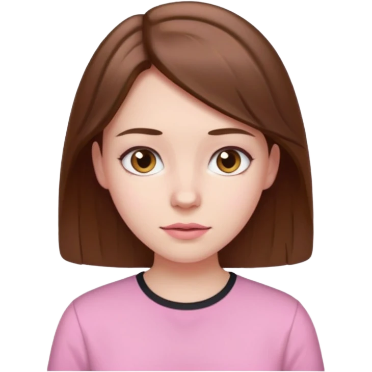 Pale girl brown hair and wearing pink and white shirt emoji