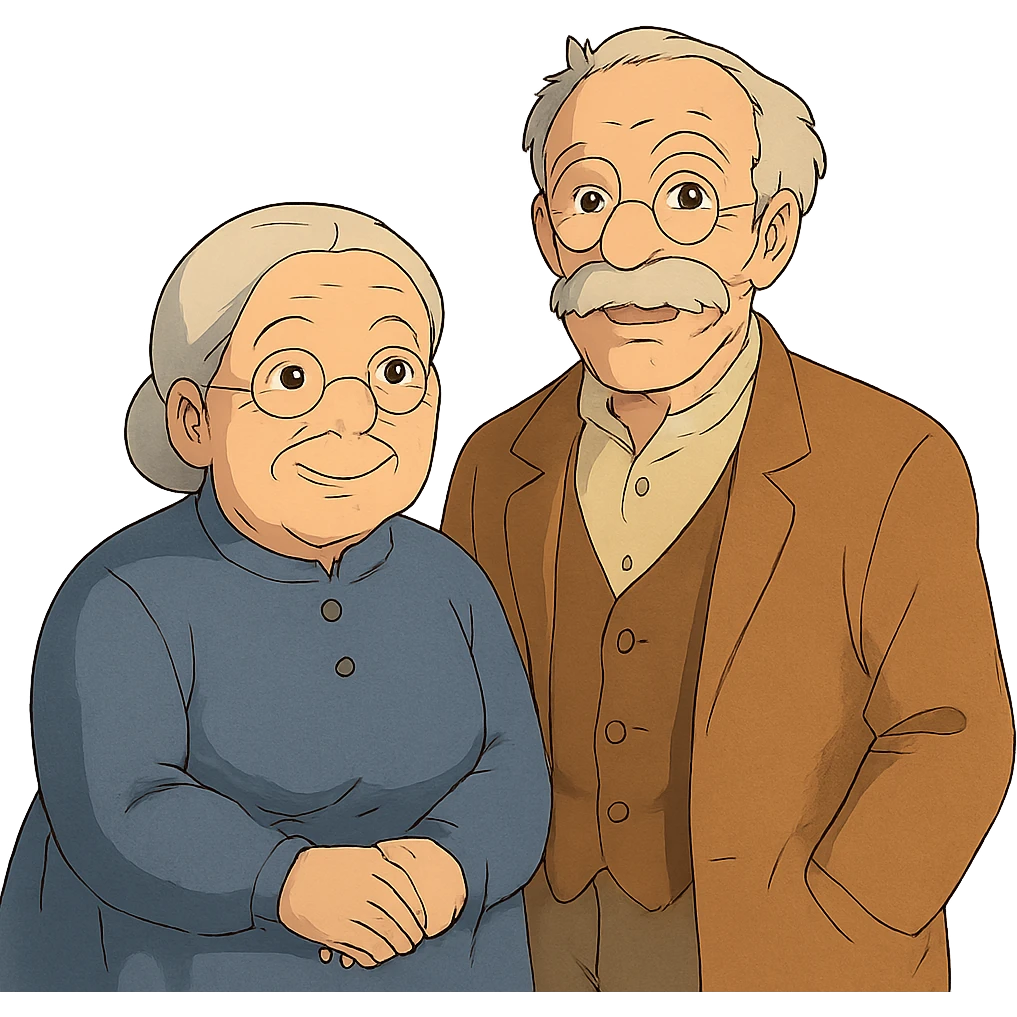 elderly white grandmother and grandfather together emoji