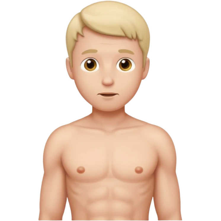 Nude man, penis, testicles, boyish emoji