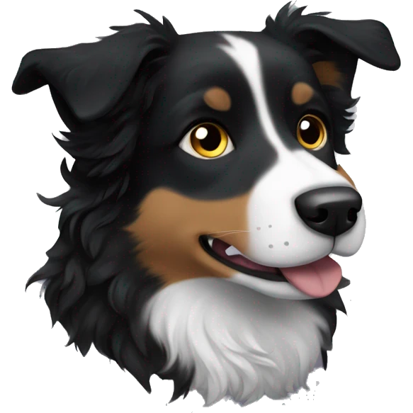 Small black australian shepherd dog with moon and stars  emoji
