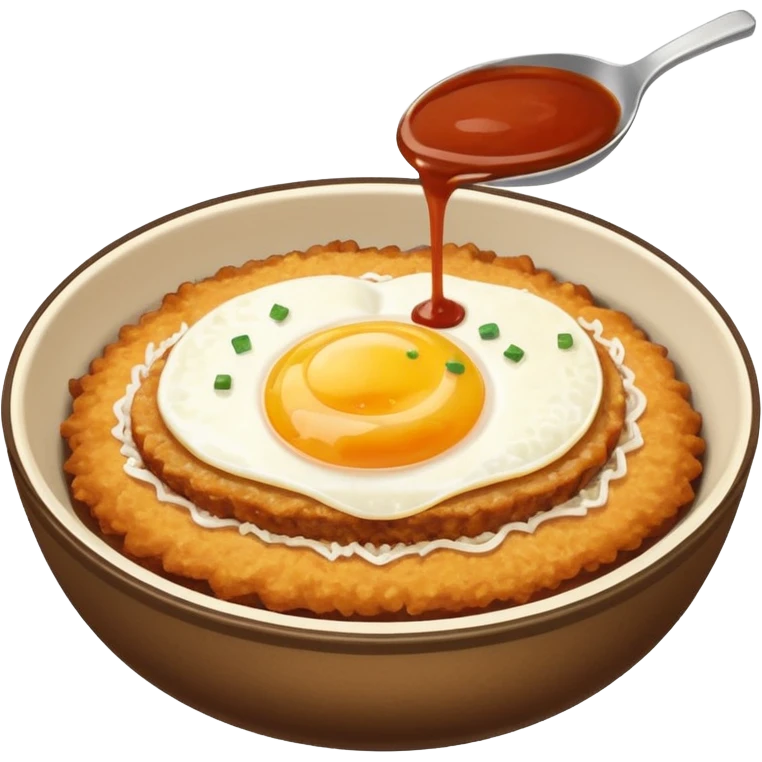 katsudon in a bowl with sauce on top emoji