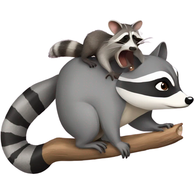 Raccoon riding opossums  emoji