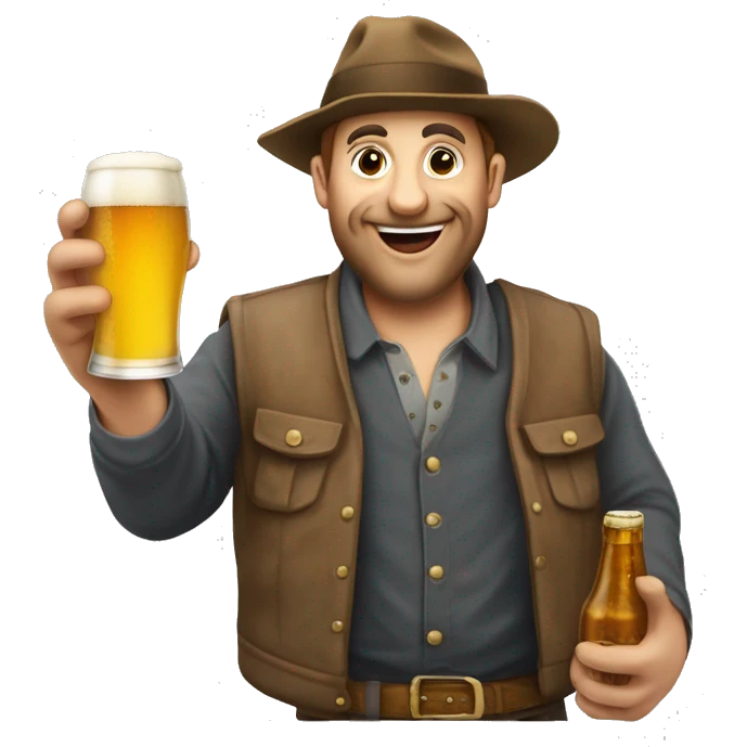 beauf avec une bière dans la main et une calvitie emoji