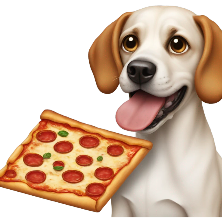 Dog with a human body eating pizza emoji
