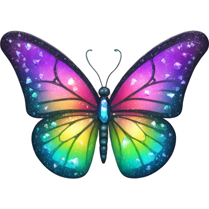 One Shiny-Colorful-Sparkly-Rainbow-Gradient-Crystal-Gem-Butterfly-Crystal-Fly emoji