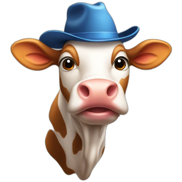 Cow with hat and Earthworm emoji