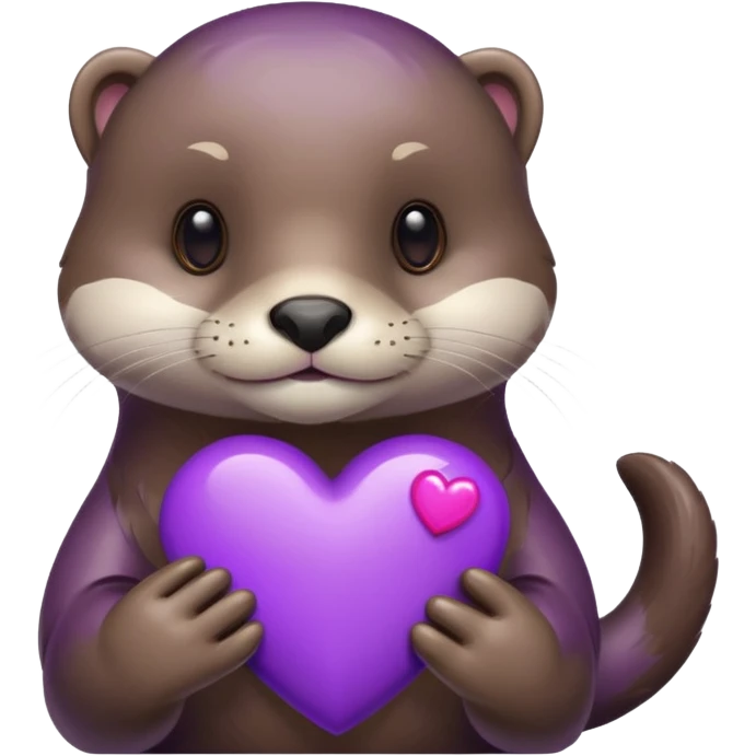 Otter holding a Purple Heart emoji