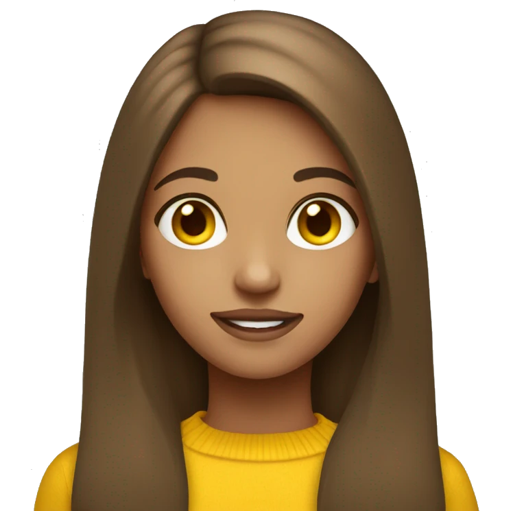 Girl with long brown hair wearing a yellow jumper emoji