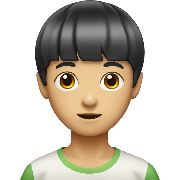 an asian boy with a bowl cut emoji