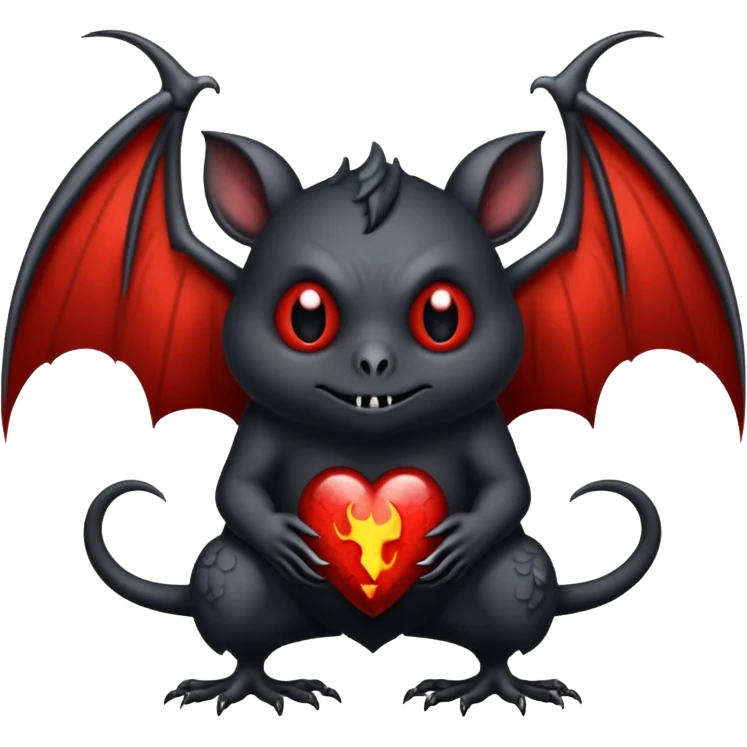 Monstre a corp craquelé fait de lave avec des ailes de chauve-souris et un tête de pierre carbonisé avec une mâchoire carré  emoji