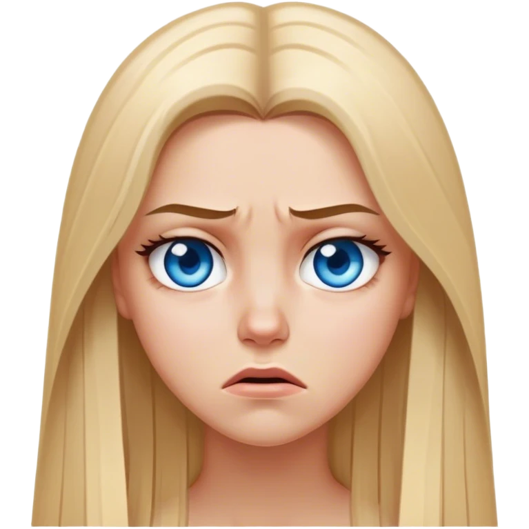 beautiful white girl with long straight blonde hair blue eyes sad angry upset hurt mad emoji
