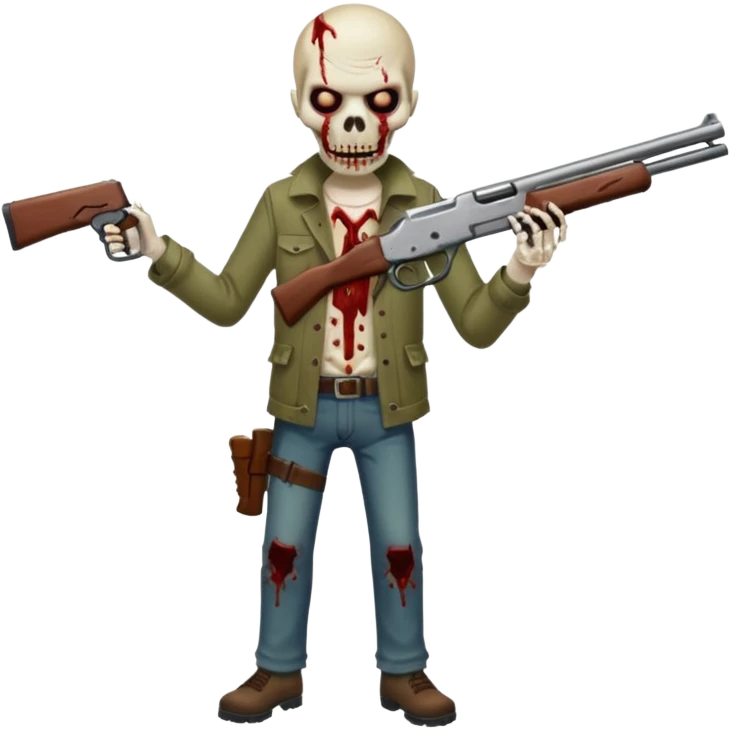 Bloody zombie shotgun pointed straight forward. In the style of your bleeding skull zombie art, but a shotgun pointing forward, not at an angle emoji