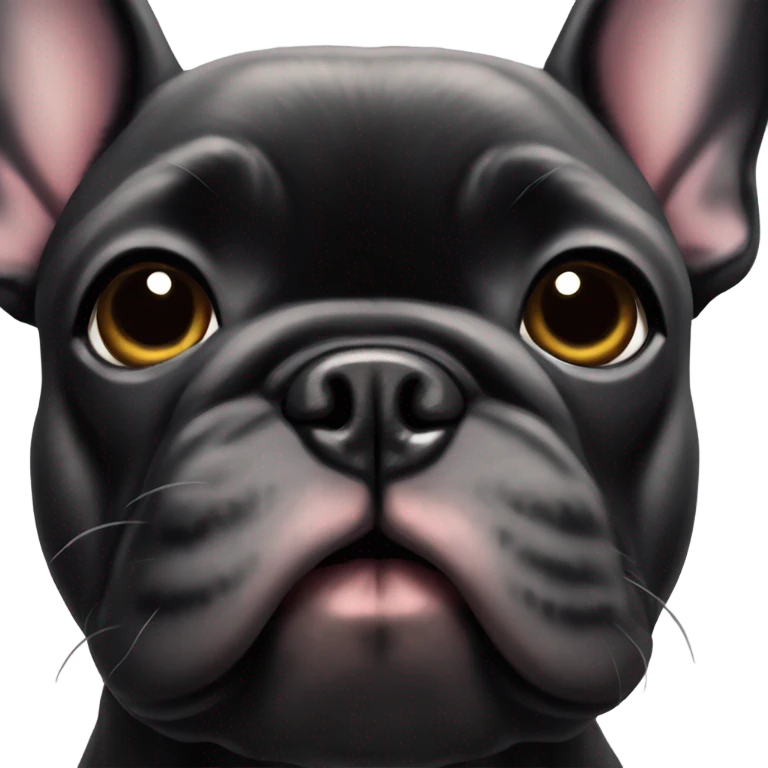 A black French bulldog with fluffy face fur  emoji