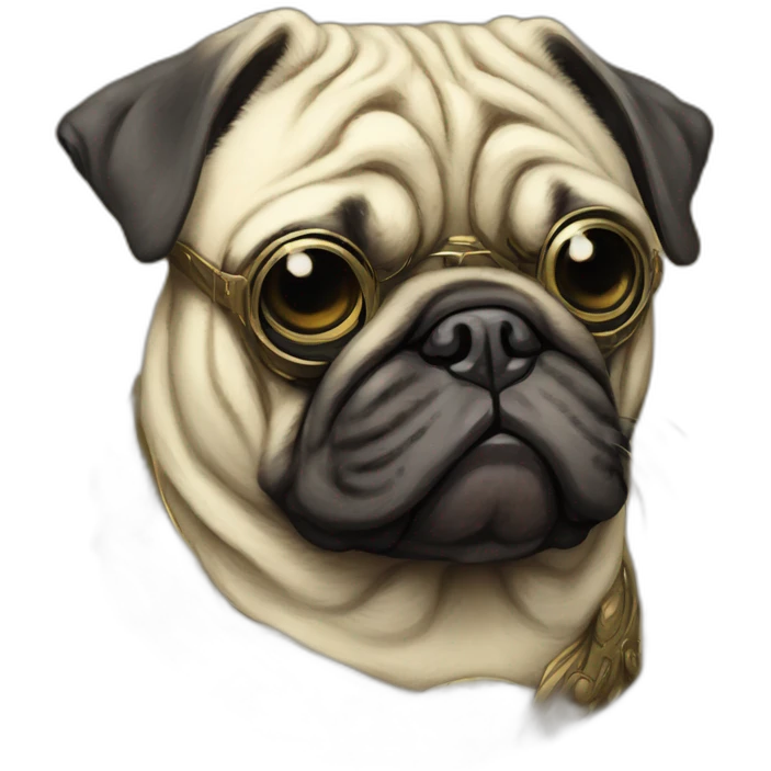 A cyberpunk pug in Art Nouveau style during 1910 emoji