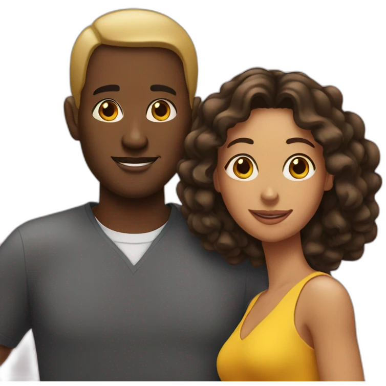 Black man with two women emoji