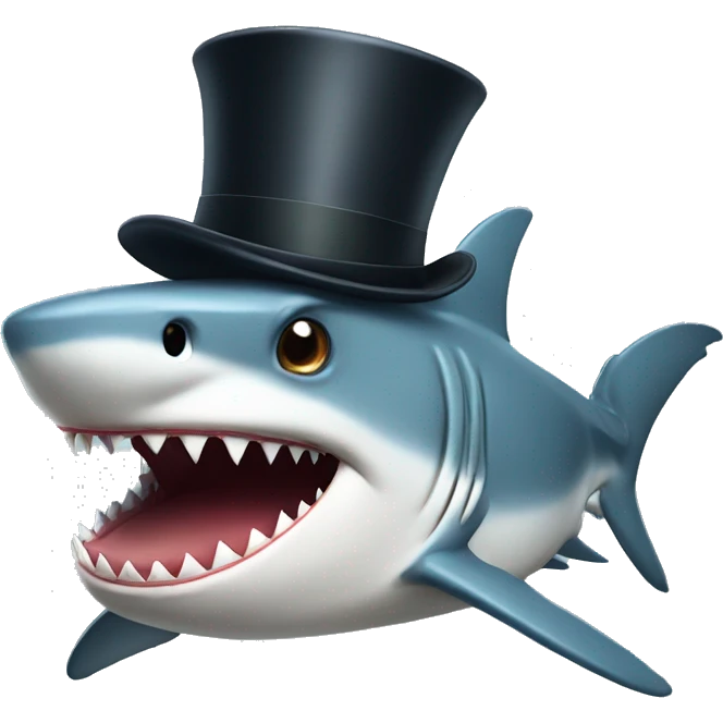 Shark with a top hat emoji