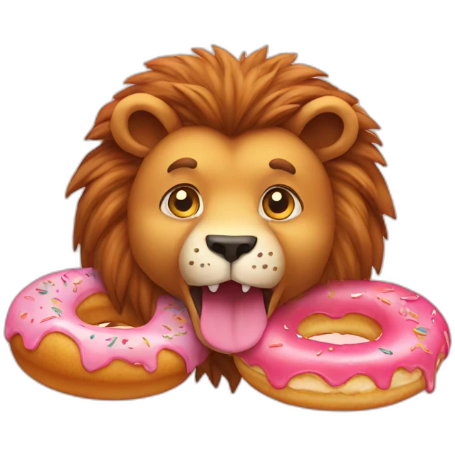 Lion bear eating donut emoji