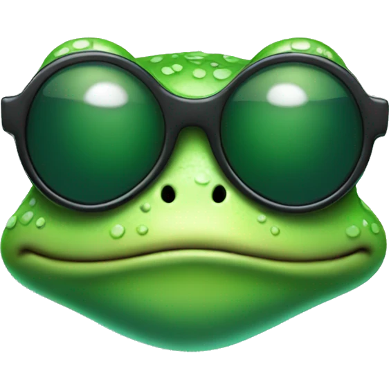a smiling cool green frog with sunglasses  emoji