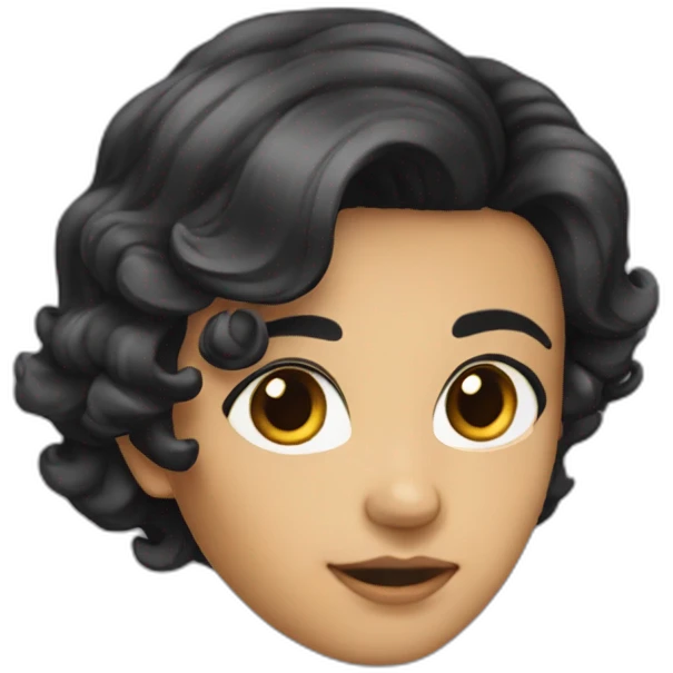 black haired, side parted designer emoji