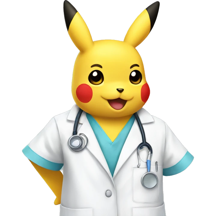 pikachu wears scrubs and lab coat  emoji