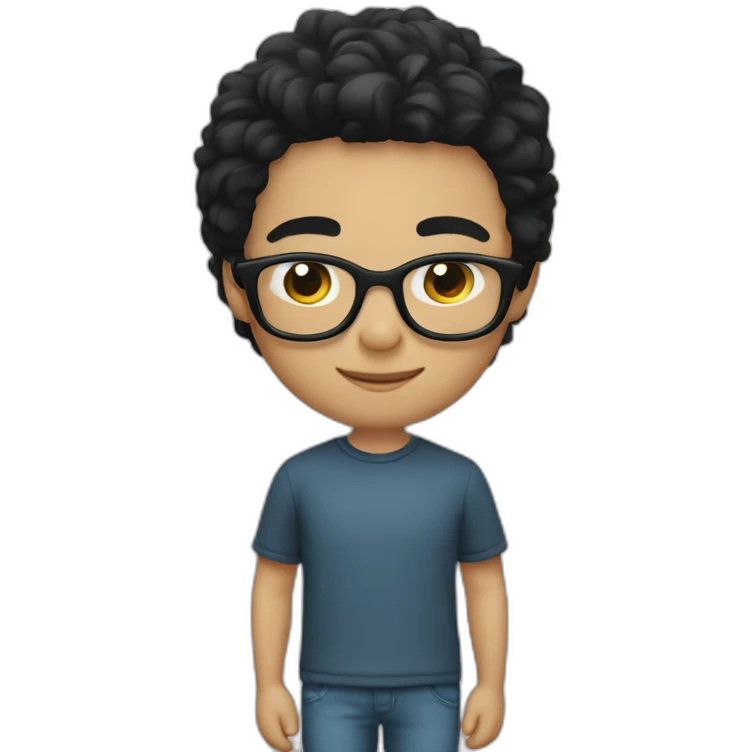 Fair skin boy with black glasses and black hair and straight hair emoji