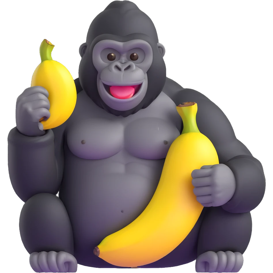 gorilla with banana, smiling emoji