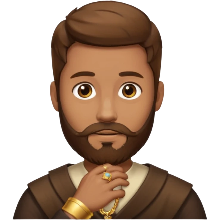man with brown hair and a brown beard wearing a ring emoji