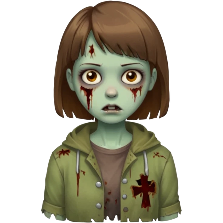 girl zombie with Brown and short bangs hair emoji