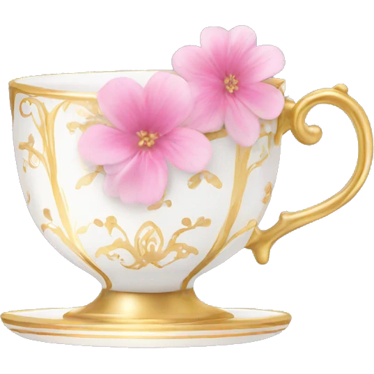princess tea cup with pink flowers and gold details  emoji