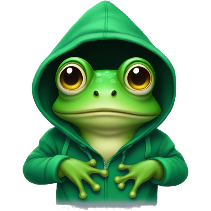 Frog wearing a hoodie emoji