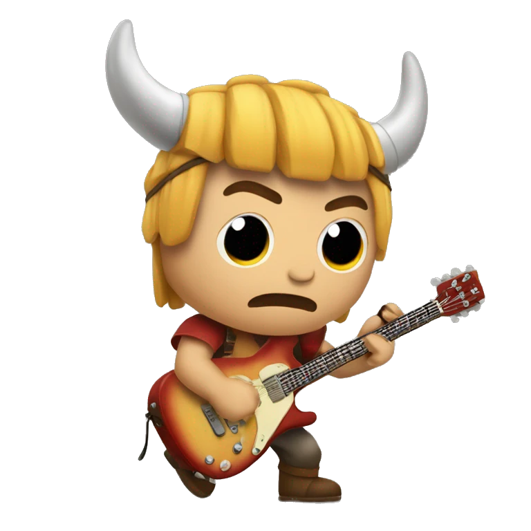 Un mutante redondo vikingo tocando una guitarra electrica emoji