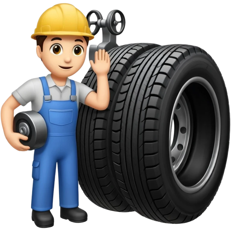 please draw me a emoji of tire - inside the manufacturing factory - getting inspected by machine not the human - the machins is checking uniformity - machine is complicated  emoji