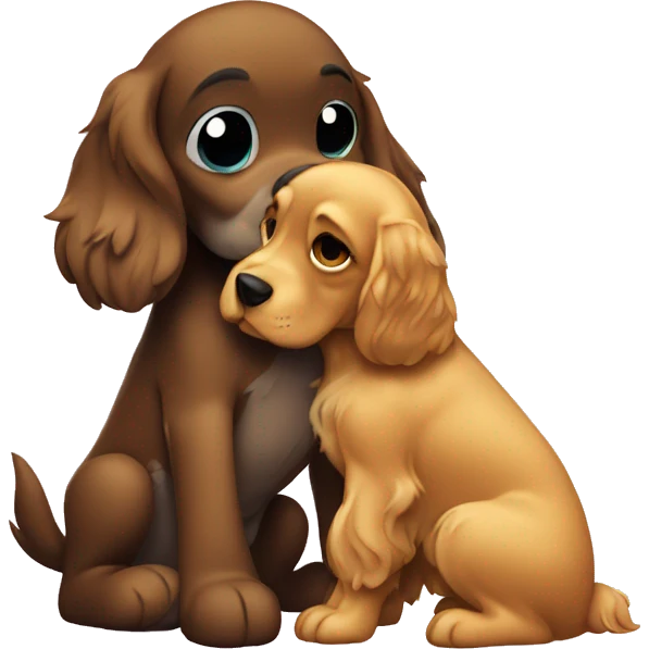 Stitch hugging a golden cocker spaniel  emoji