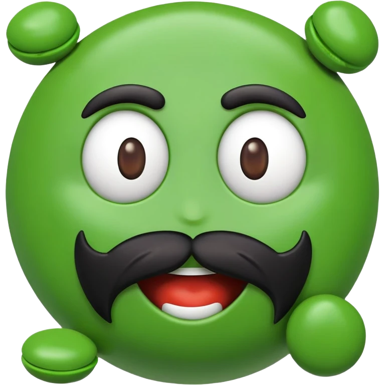 green m&m candy character with a black beard emoji