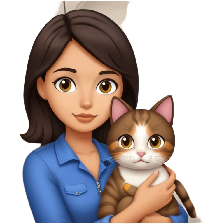 Pretty tan girl, dark hair, on a plane with a cat emoji
