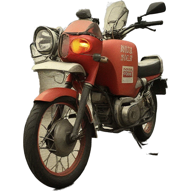 vintage motorcycle parked in alley emoji