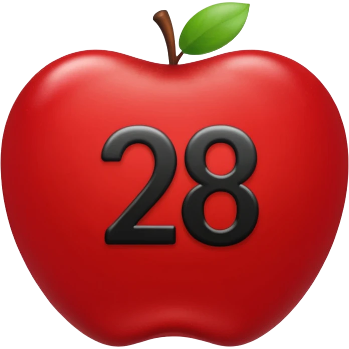 calendar with number 28, bold black numbers, apple style emoji emoji