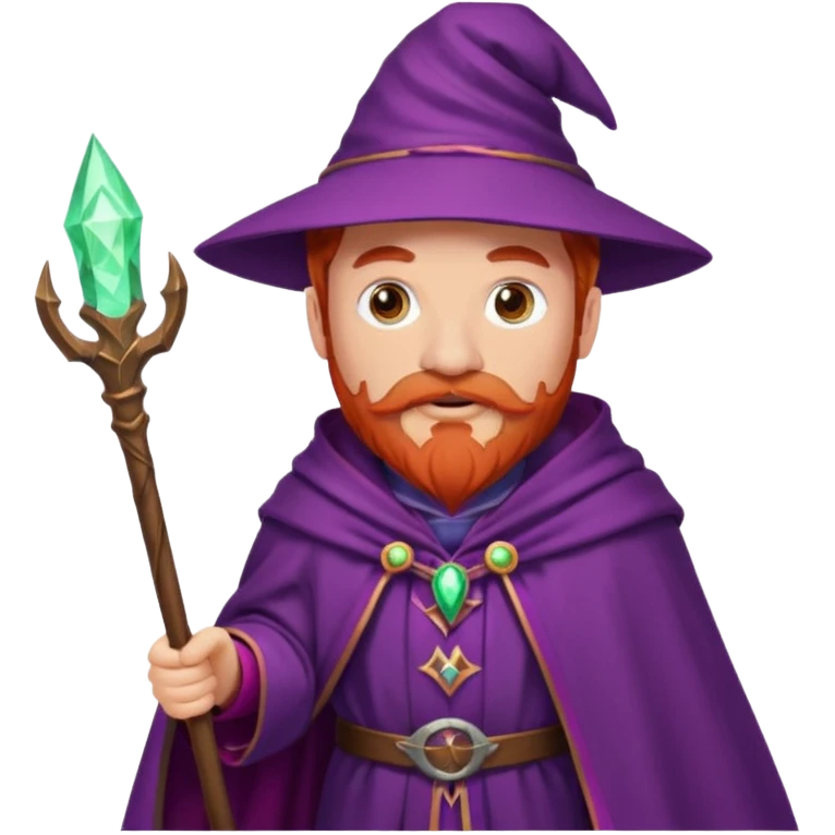 red haired wizard with mustache, purple cloack emoji
