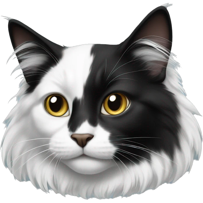 black-and-white cat domestic long-haired emoji