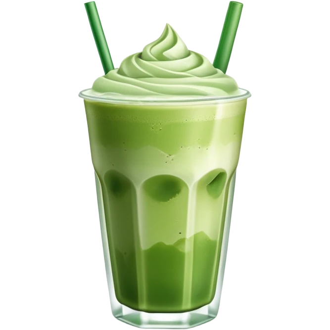 Matcha ice latte with icecubes emoji