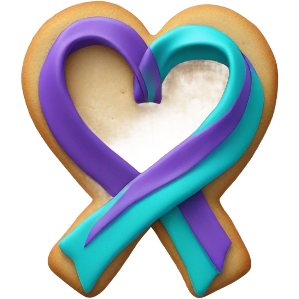 Purple teal Suicide awareness ribbon, heart cookie emoji