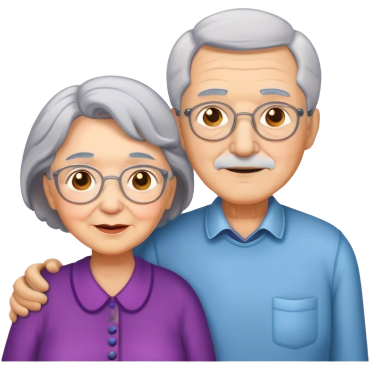 Grandma and grandpa with grey hair emoji