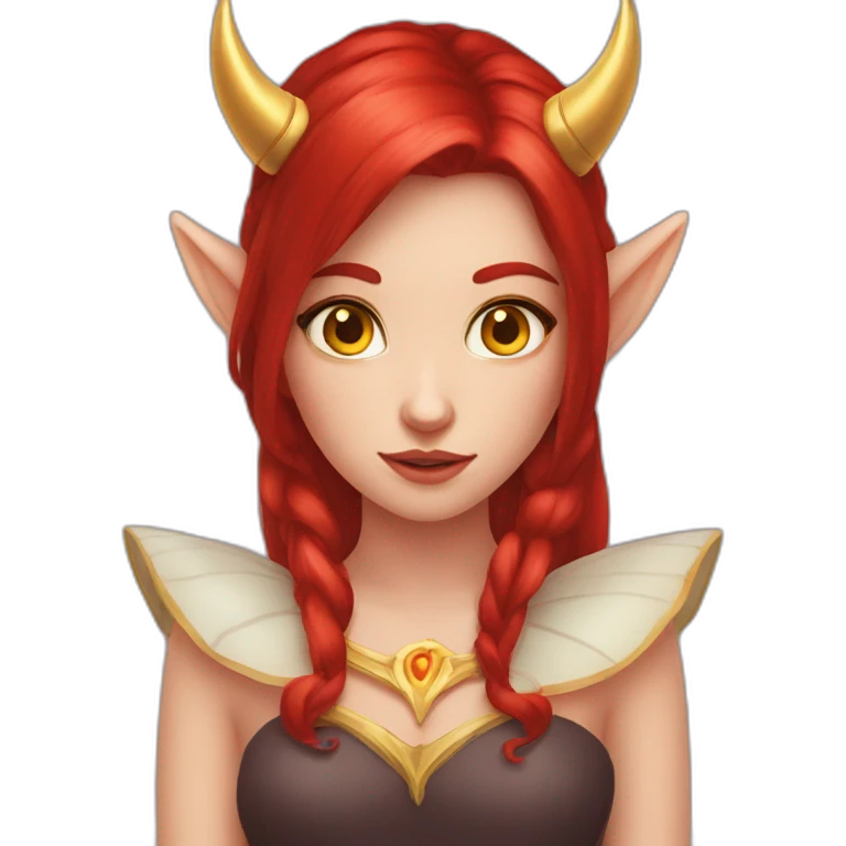 fairy princess devil horns red hair gold eyes emoji