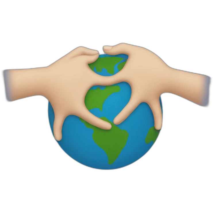 Two hands holding the Earth emoji