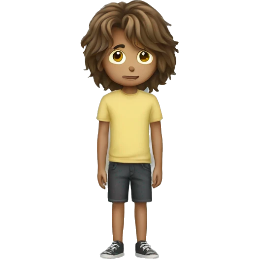 long hair boy with insecurities emoji