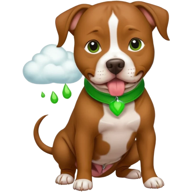 brown pit bull dog with green burp cloud  emoji